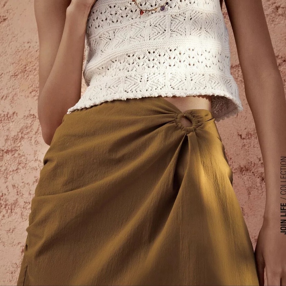Zara Toffee Tan Cut Out Trendy Mini Skirt